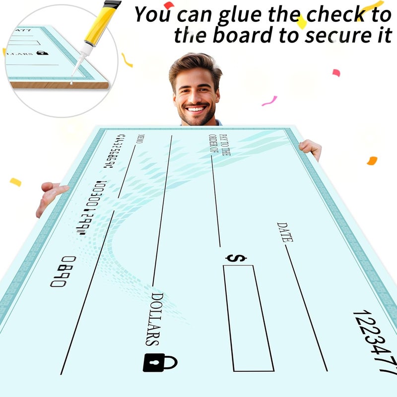Voccim 30" x 16" Giant Big Blank Check - Oversized Reusable Dry Erase Fake Check for Presentations, Awards, Raffles & Events | Perfect for Endowments, Rewards, Winners & Celebrations - Image 2